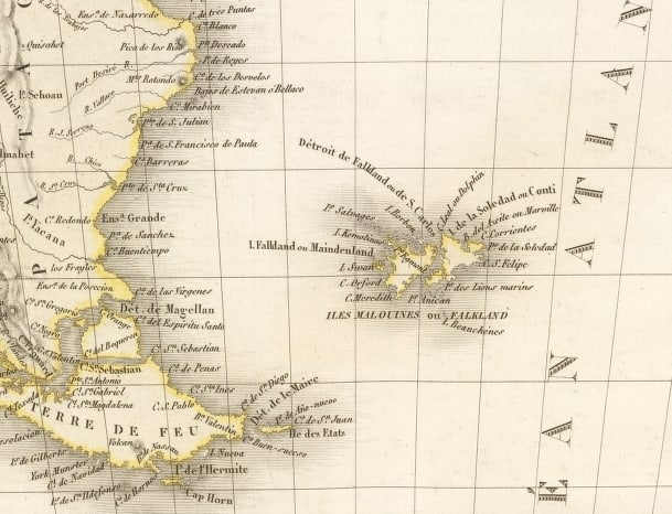 Las islas tal como se dibujan en el Atlas universel de Lapie de 1833